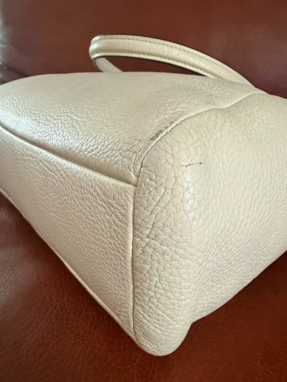 COACH Kelsey Large Pebbled Off -White Leather Shoulder Tote Bag - F36591